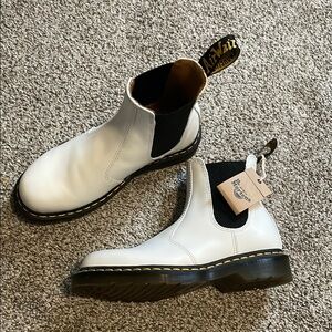 Dr. Martens White and Black Chelsea Ankle Boots